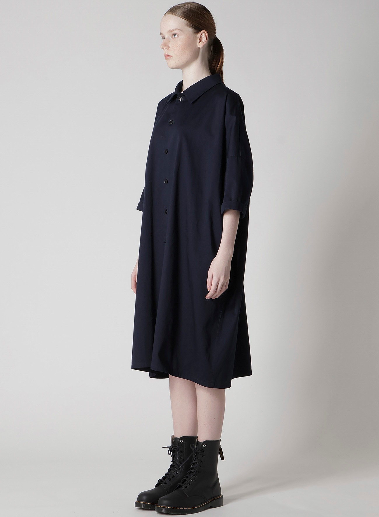 [Y's BORN PRODUCT] COTTON TWILL HALF SLEEVE DRESS