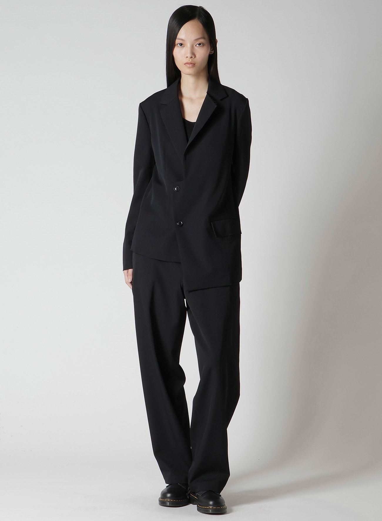 WOOL GABARDINE ASYMMETRIC JACKET