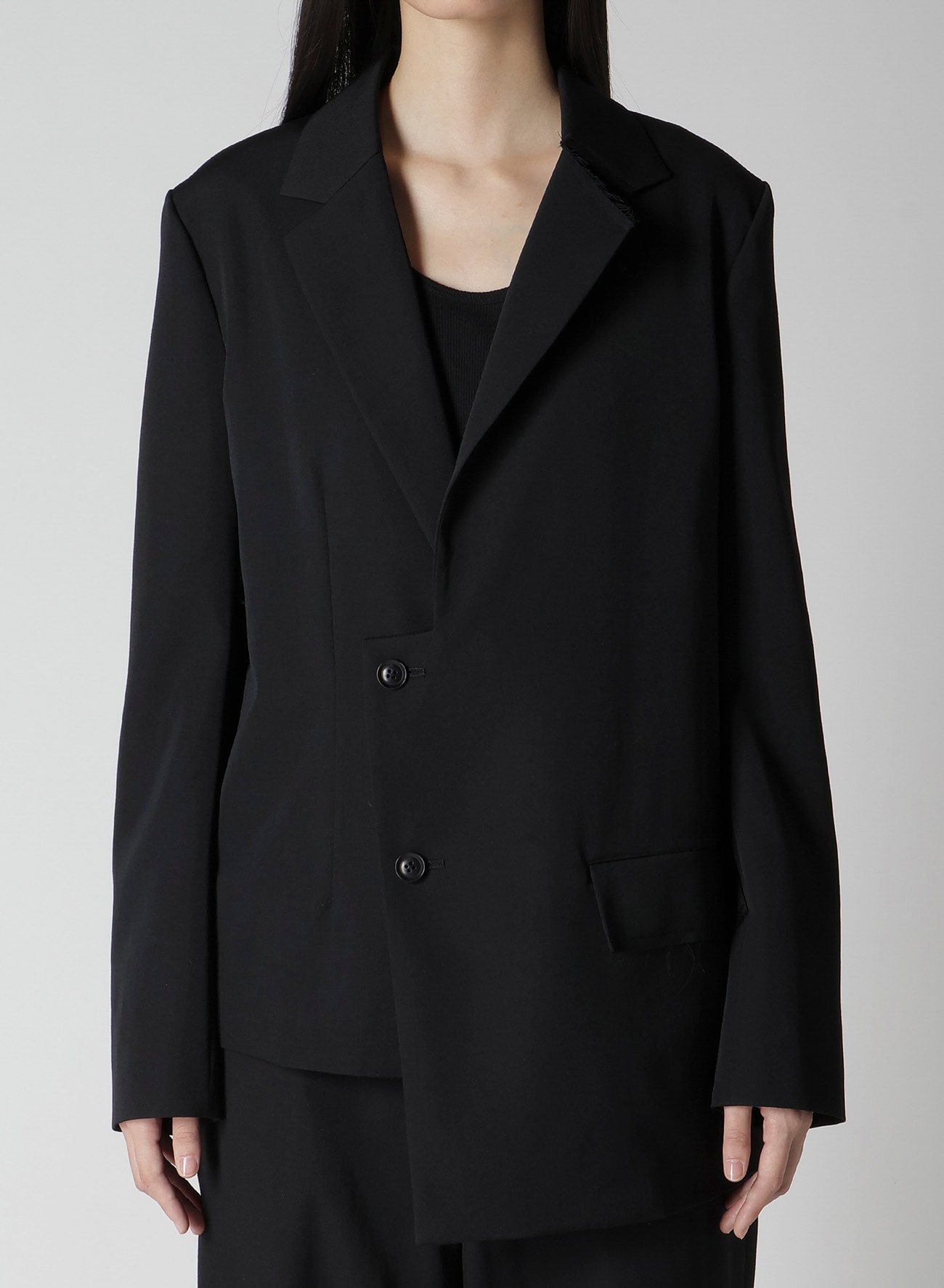 WOOL GABARDINE ASYMMETRIC JACKET