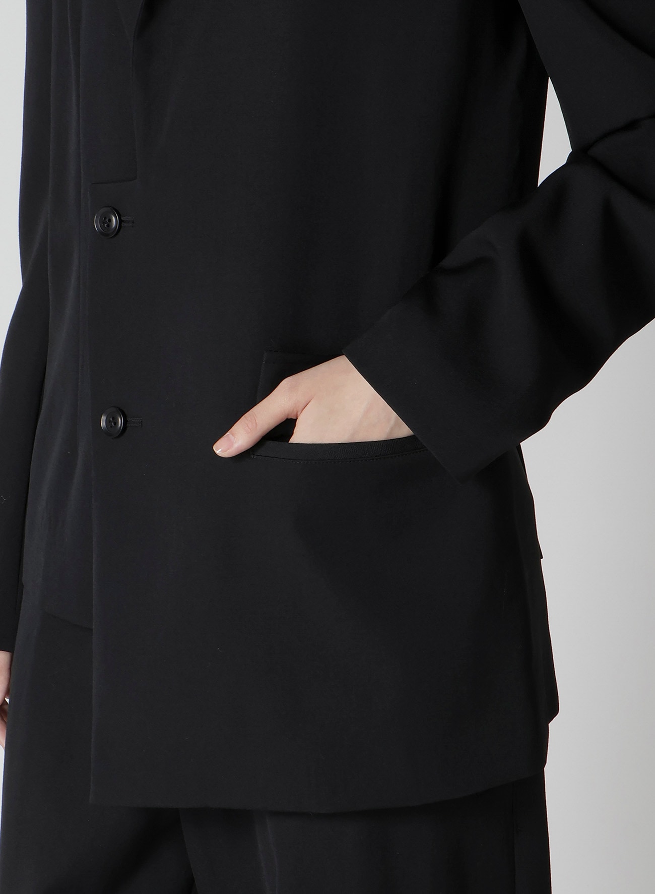 WOOL GABARDINE ASYMMETRIC JACKET