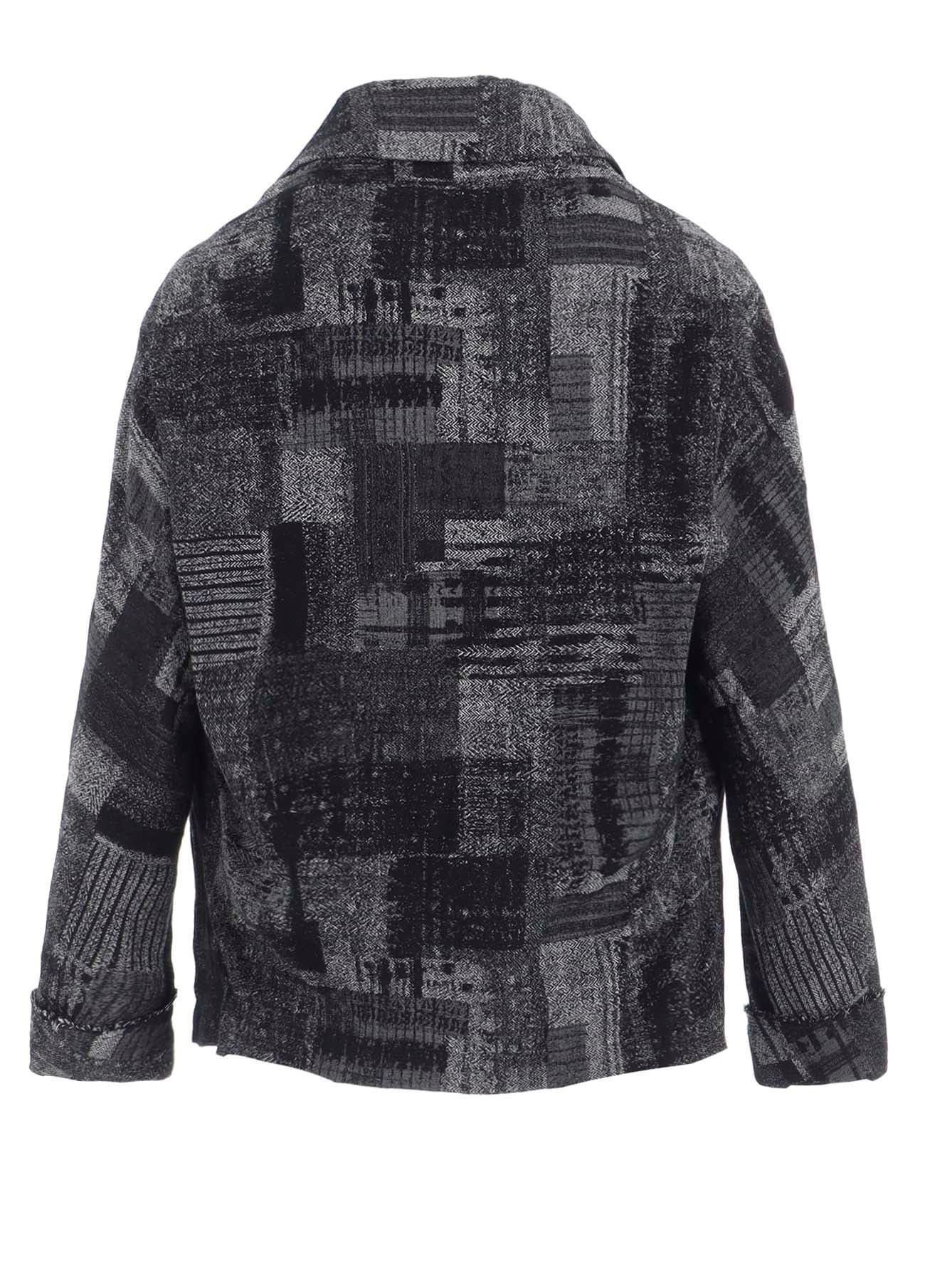 PATCHWORK JACQUARD OFF COLLAR DESGN JACKET