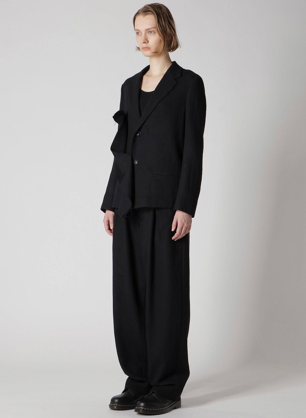 WOOL GAUZE TWILL LEFT FRONT DRAPE JACKET