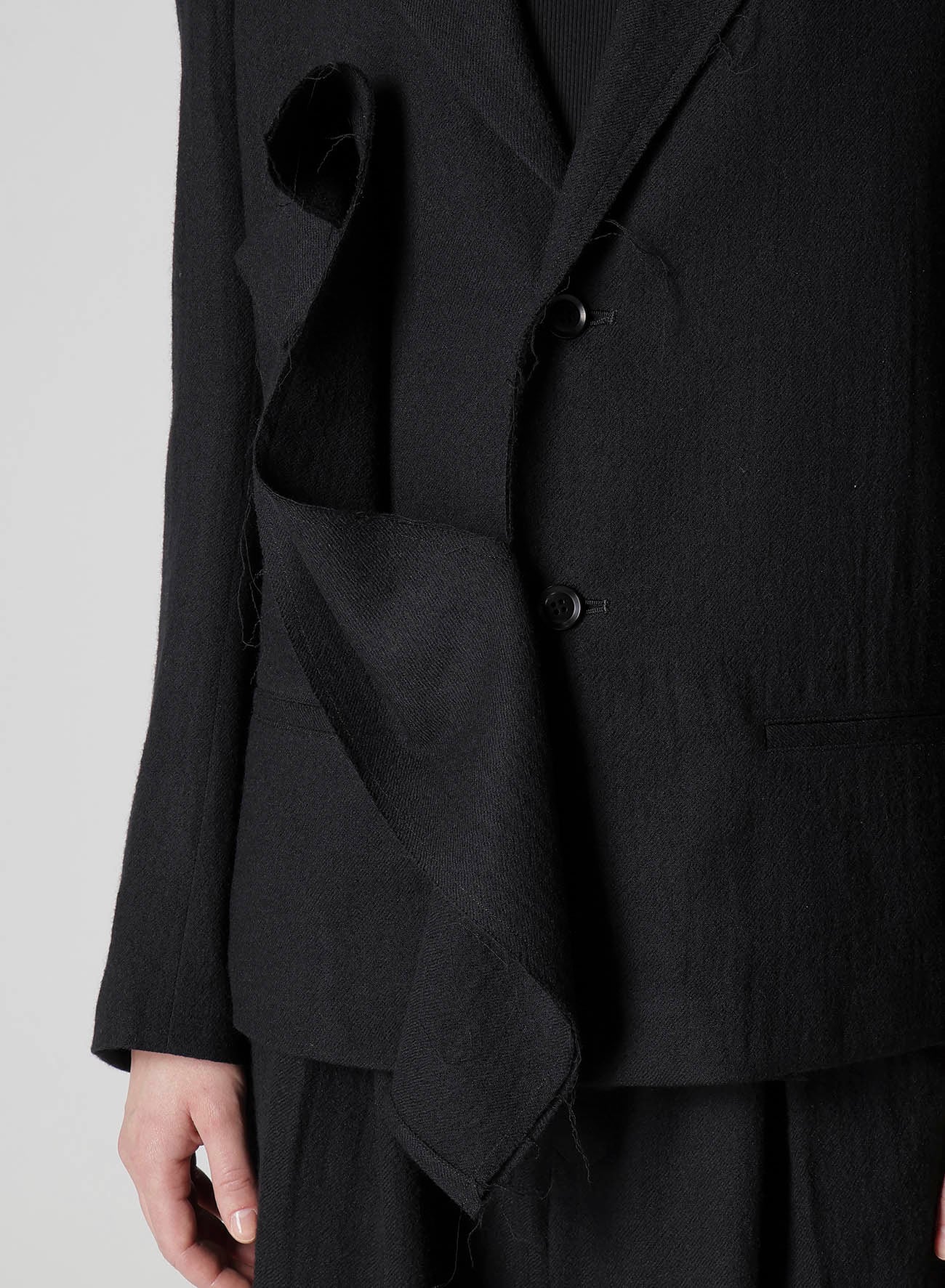 WOOL GAUZE TWILL LEFT FRONT DRAPE JACKET