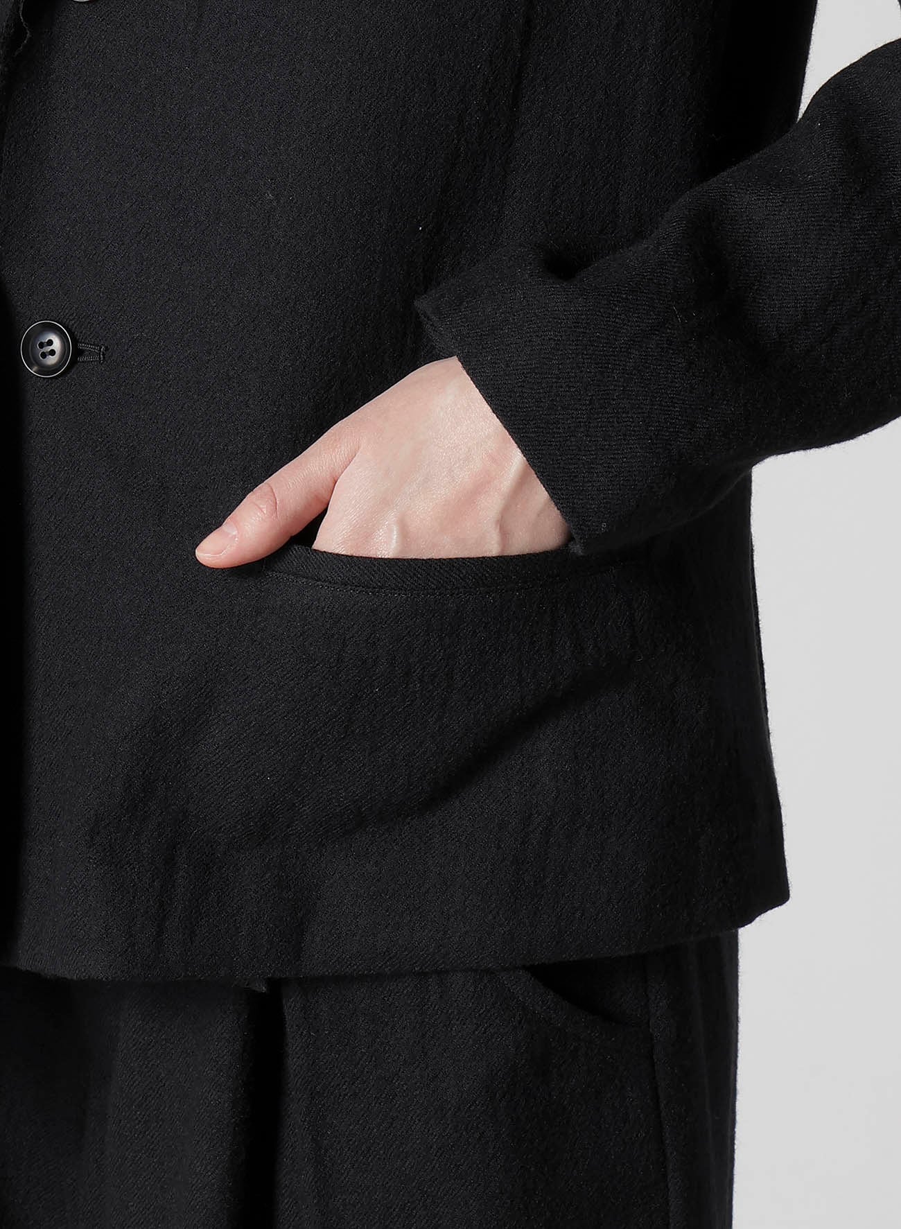 WOOL GAUZE TWILL LEFT FRONT DRAPE JACKET