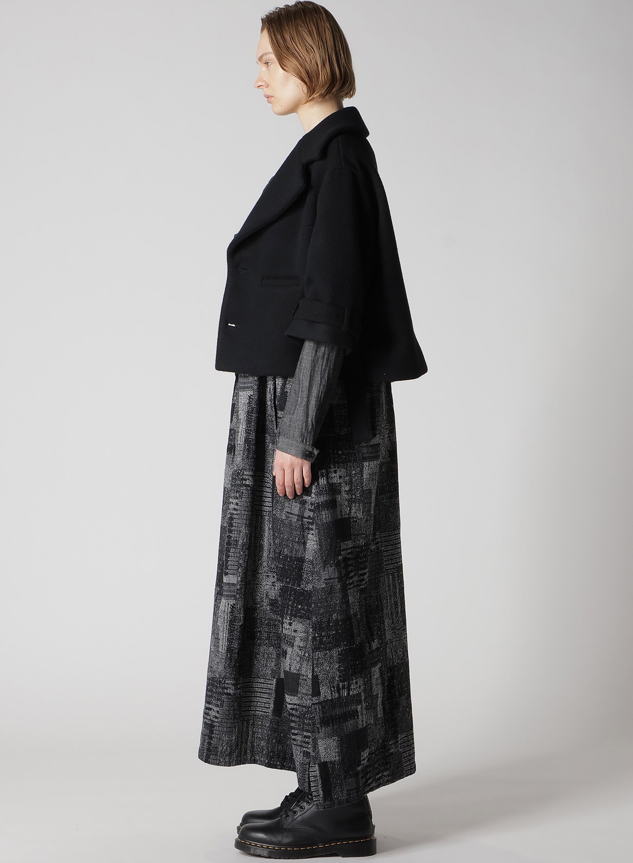 WOOL DOUBLE-FACED MOSSER WIDE COLLAR JACKET