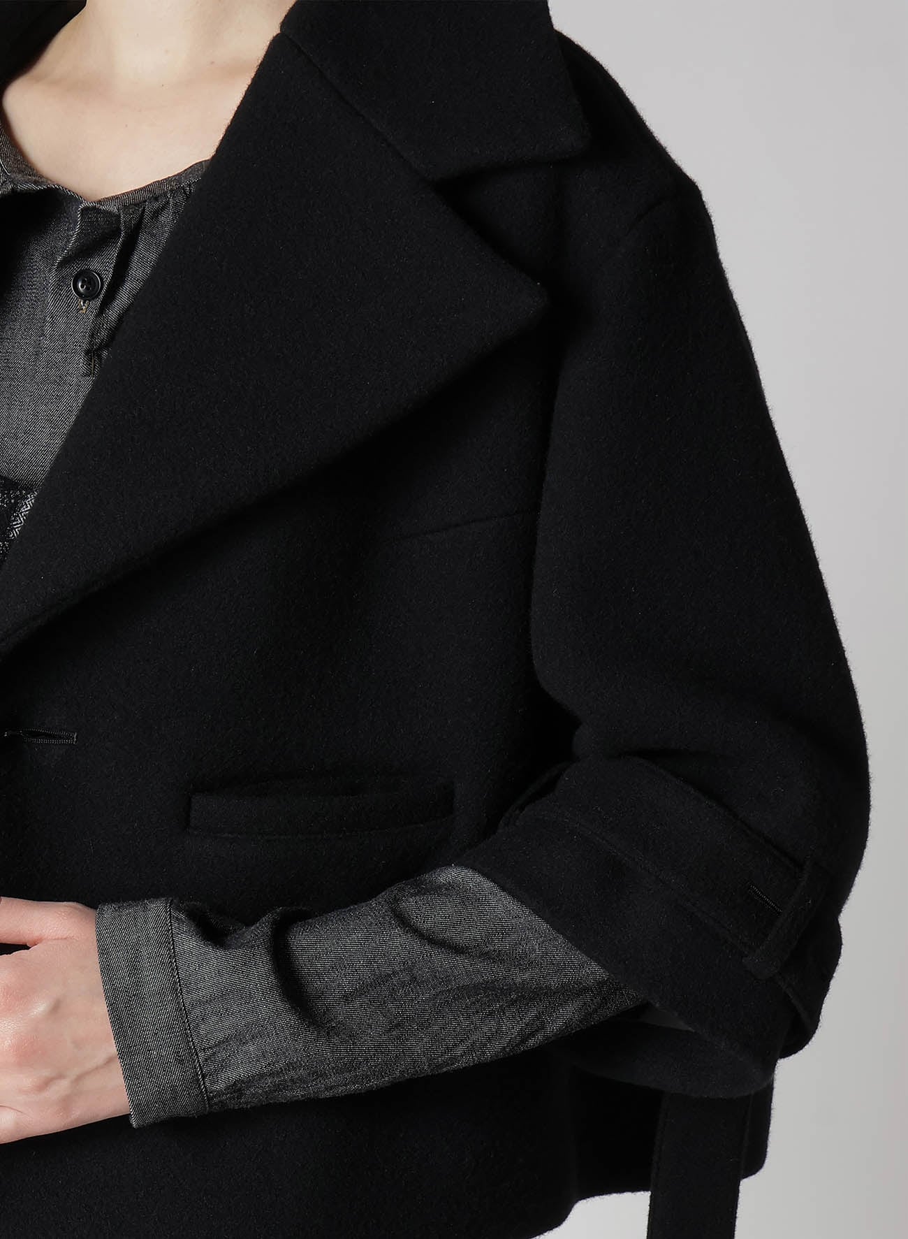 WOOL DOUBLE-FACED MOSSER WIDE COLLAR JACKET