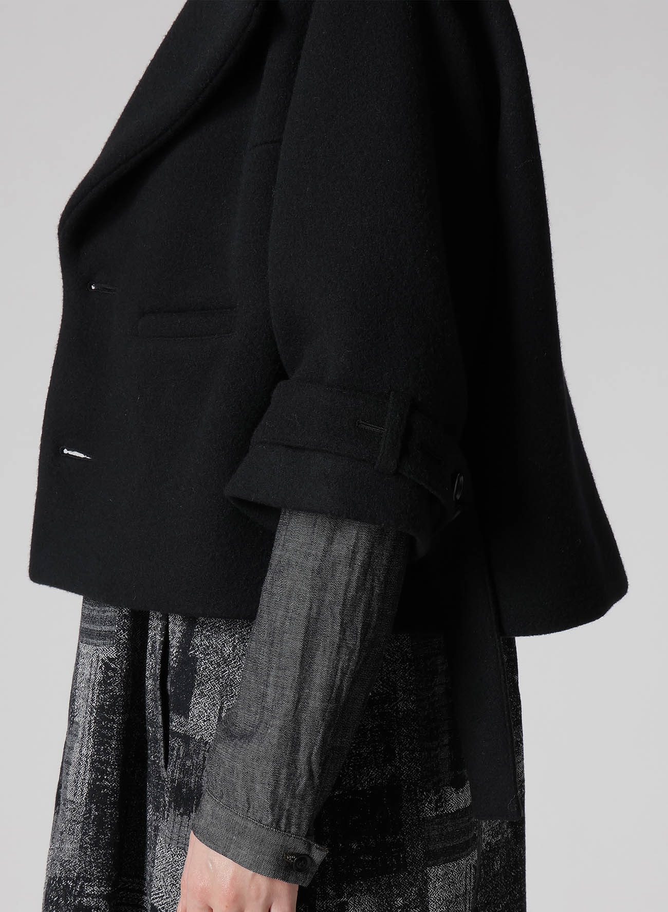 WOOL DOUBLE-FACED MOSSER WIDE COLLAR JACKET