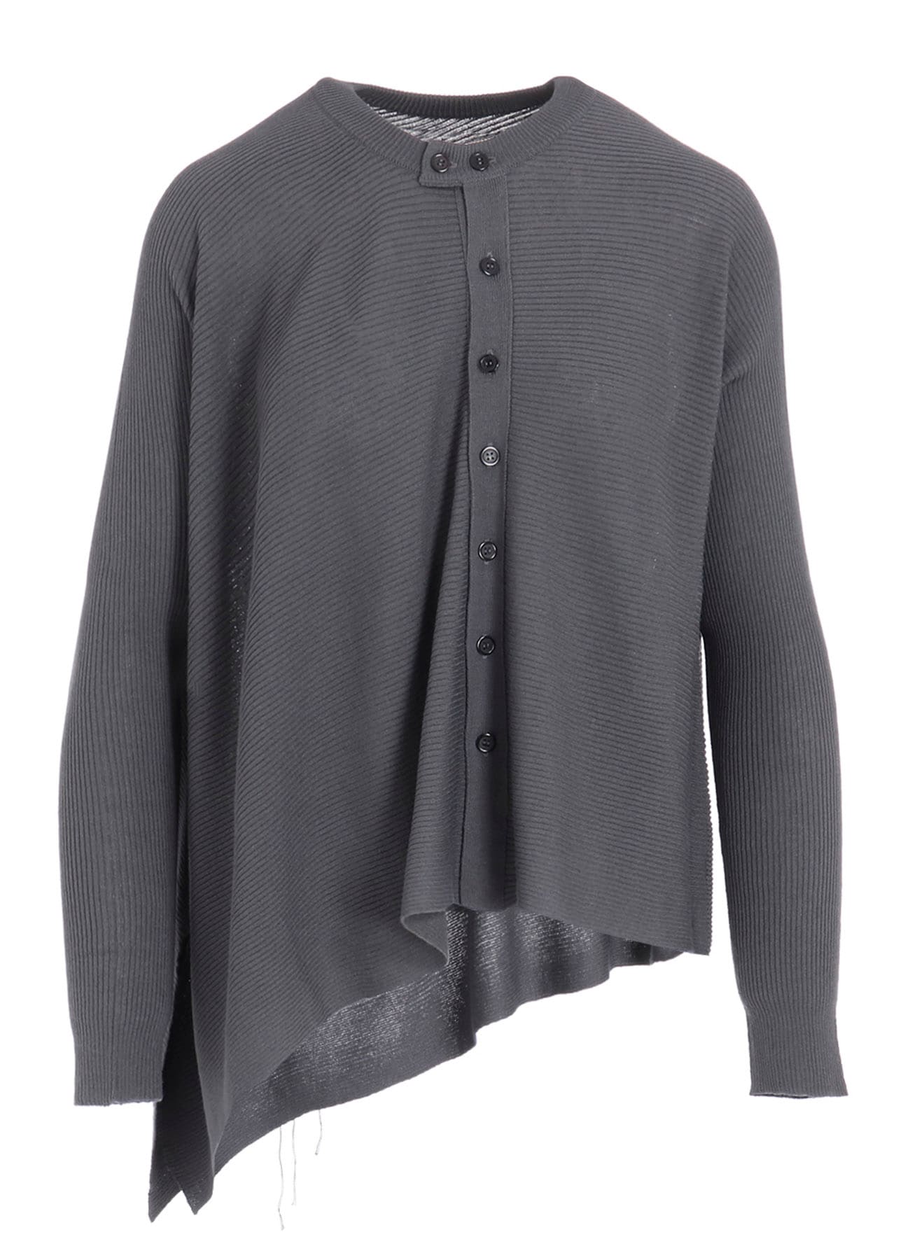 RIBBED ASYMMETERIC CARDIGAN
