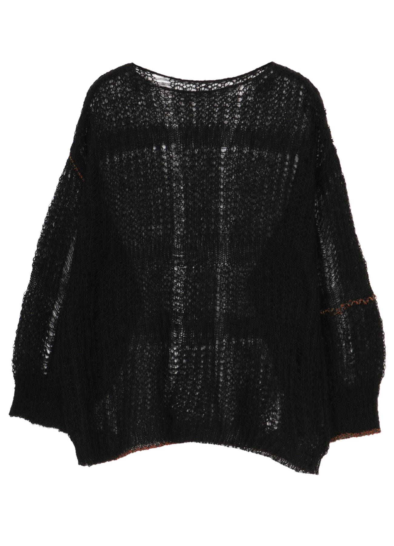 SHEER PLAID BOAT NECK KNIT