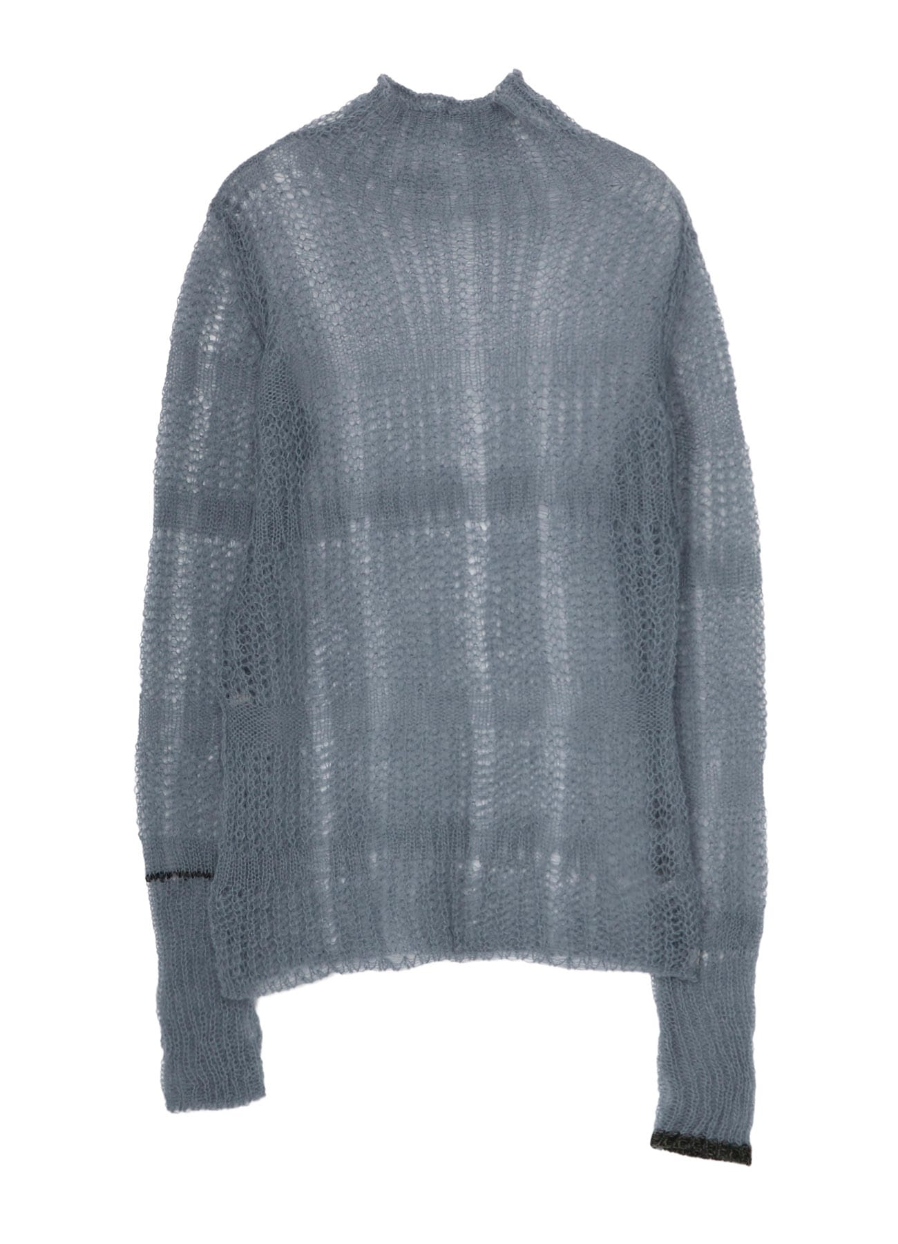 SHEER PLAID ASYMMETRIC LONG KNIT