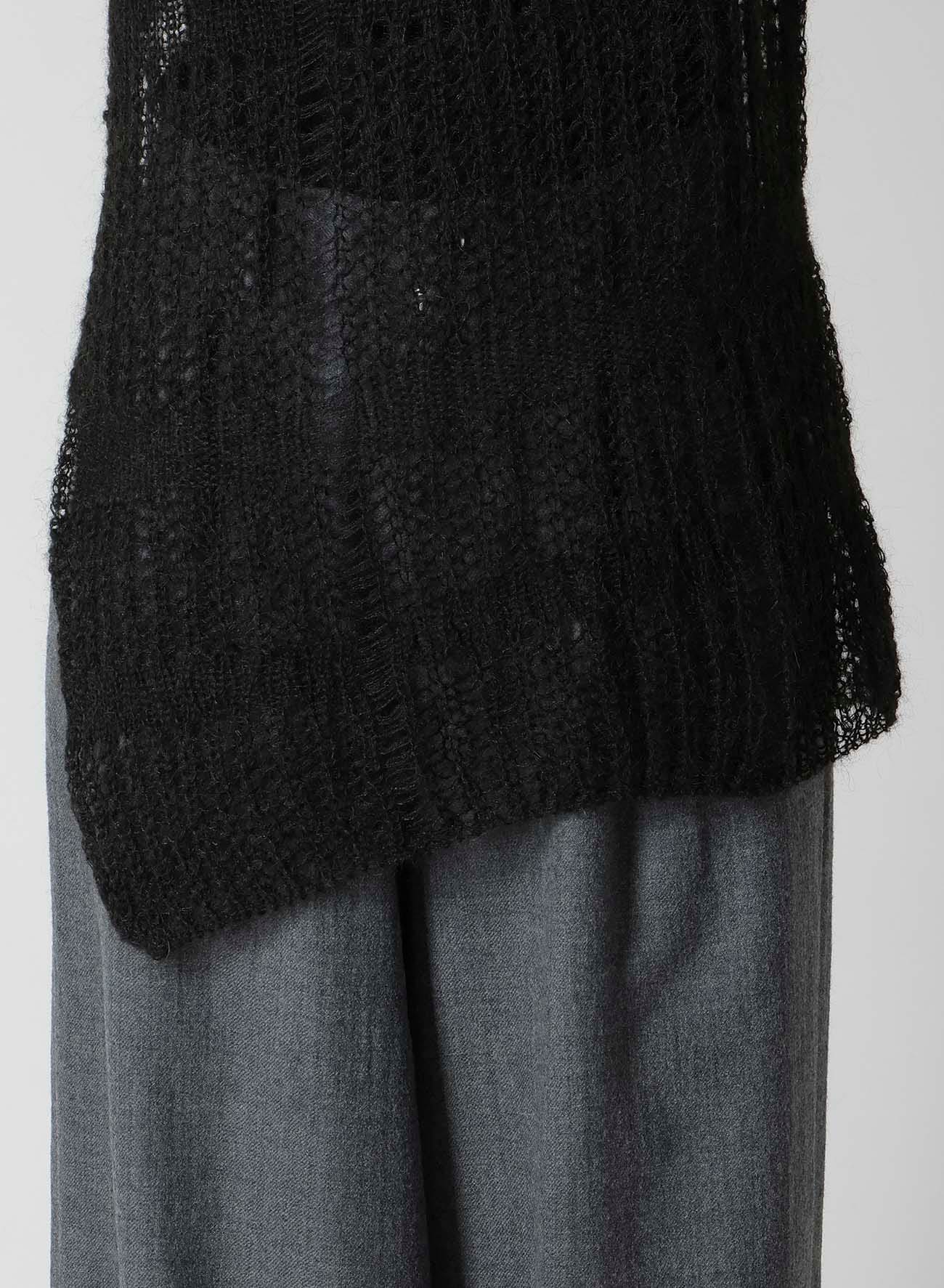 SHEER PLAID ASYMMETRIC LONG KNIT