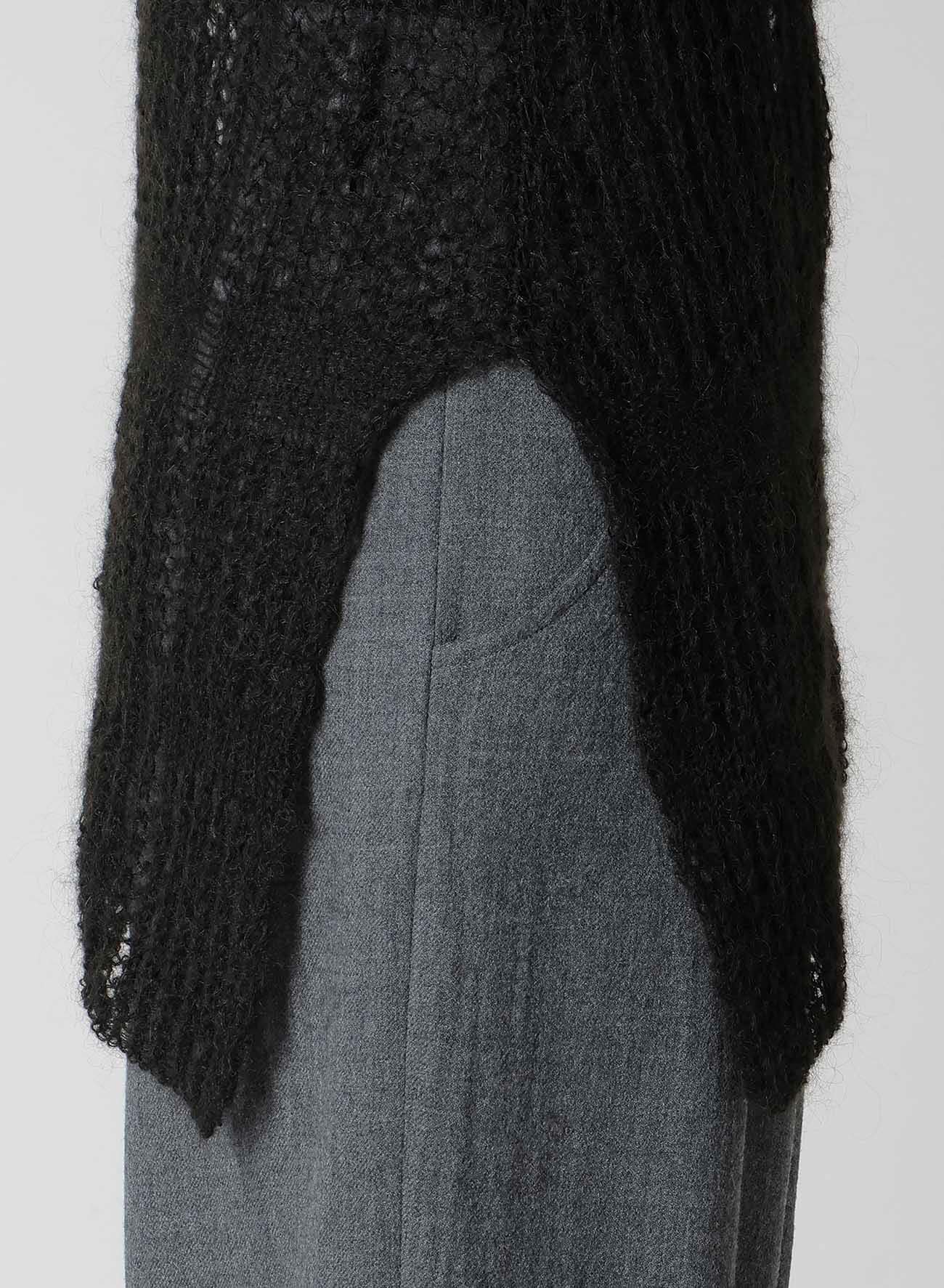 SHEER PLAID ASYMMETRIC LONG KNIT