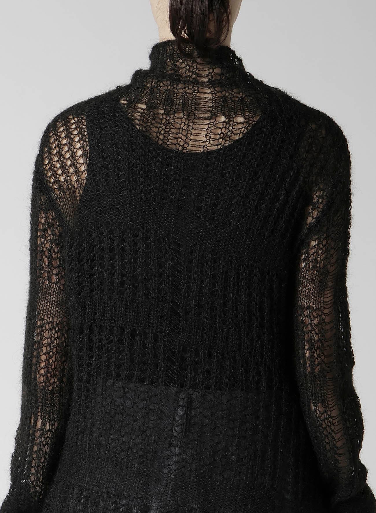 SHEER PLAID ASYMMETRIC LONG KNIT