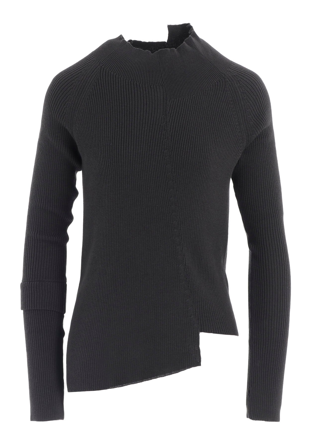 COTTON RIB TWISTED HIGH-NECK PULLOVER
