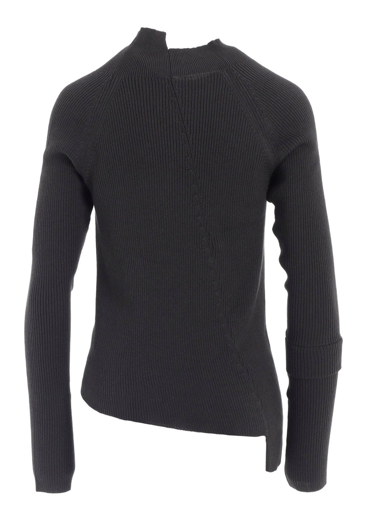 COTTON RIB TWISTED HIGH-NECK PULLOVER