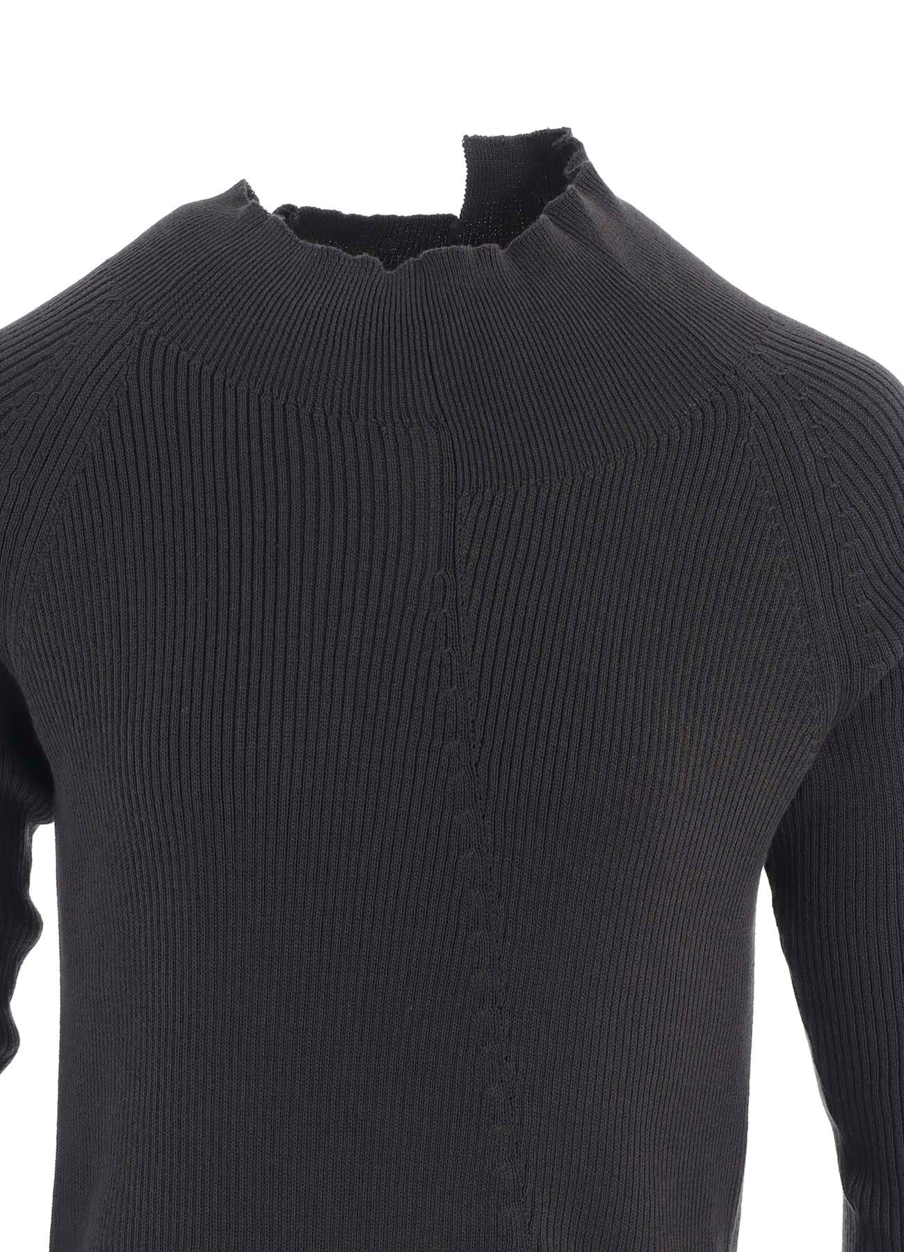 COTTON RIB TWISTED HIGH-NECK PULLOVER