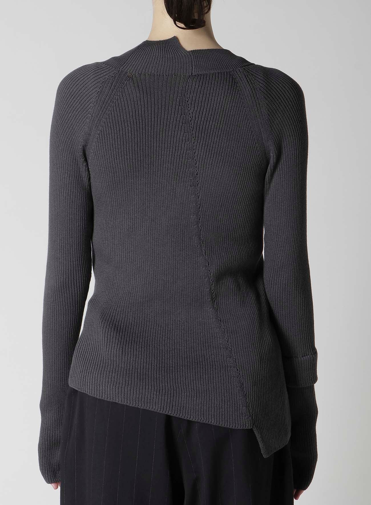 COTTON RIB TWISTED FRONT OPEN CARDIGAN