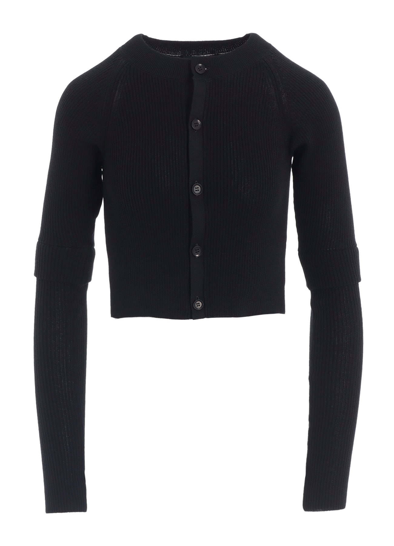 COTTON RIB DOUBLE SLEEVE SHORT CARDIGAN