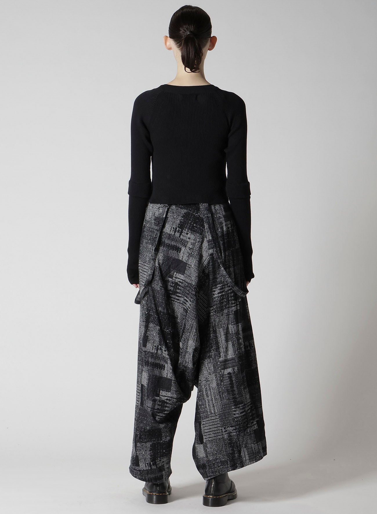 COTTON RIB DOUBLE SLEEVE SHORT CARDIGAN(S Black): Y's｜THE