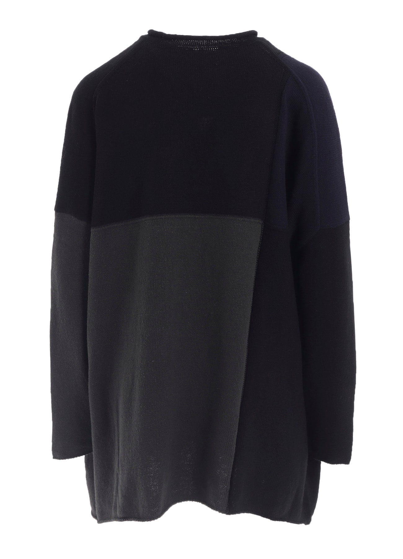 HARD-TWISTED BLOCK INTARSIA SHORT DRESS PULLOVER