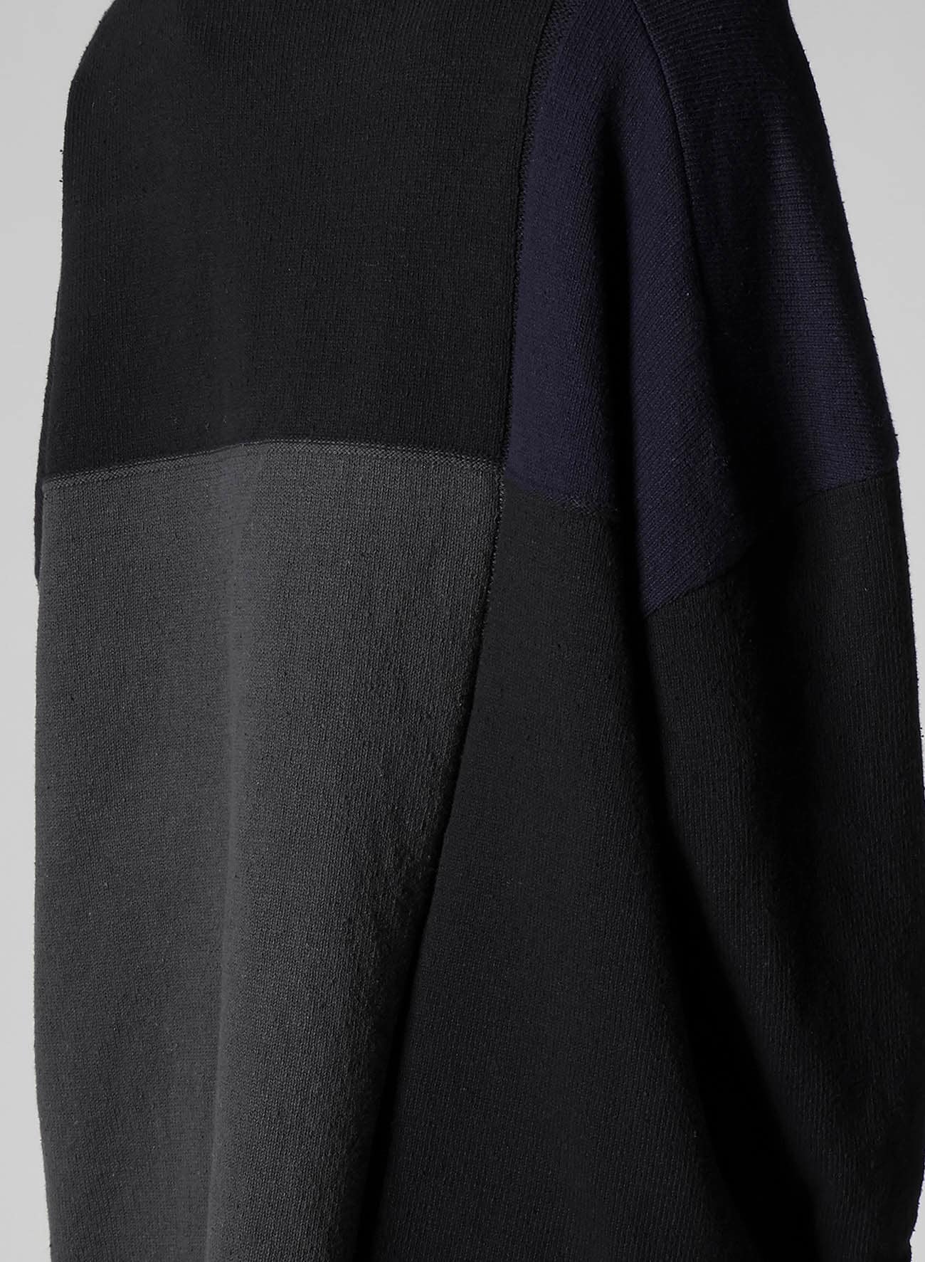 HARD-TWISTED BLOCK INTARSIA SHORT DRESS PULLOVER