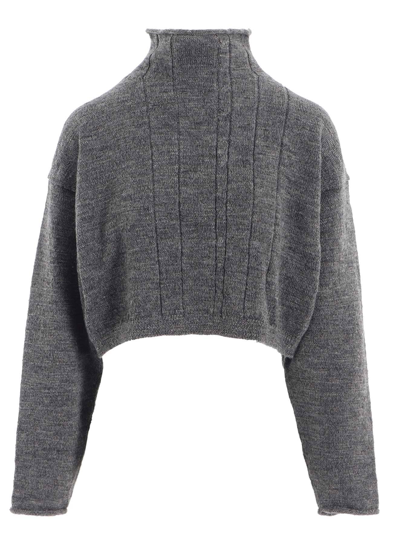 SLUB WOOL DESIGN KNIT SHORT PULLOVER