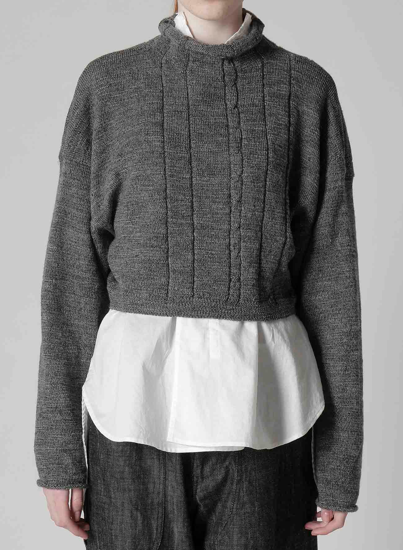 SLUB WOOL DESIGN KNIT SHORT PULLOVER