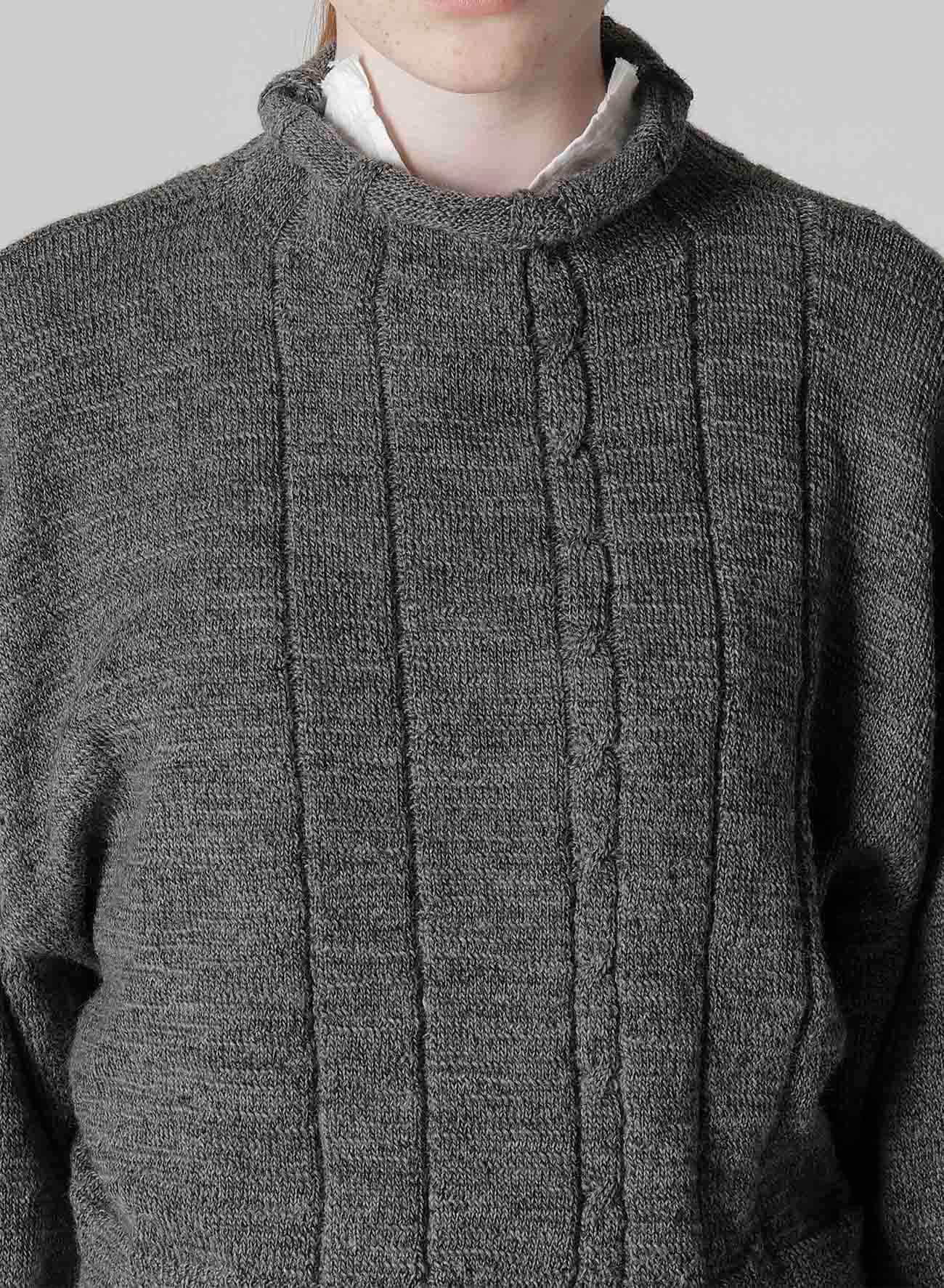 SLUB WOOL DESIGN KNIT SHORT PULLOVER