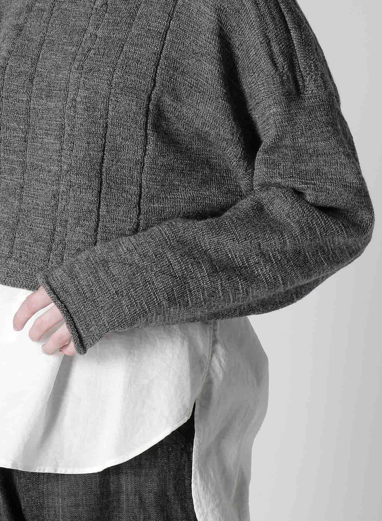 SLUB WOOL DESIGN KNIT SHORT PULLOVER