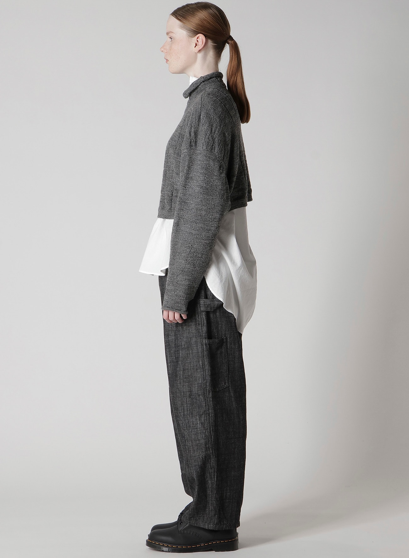 SLUB WOOL DESIGN KNIT SHORT PULLOVER