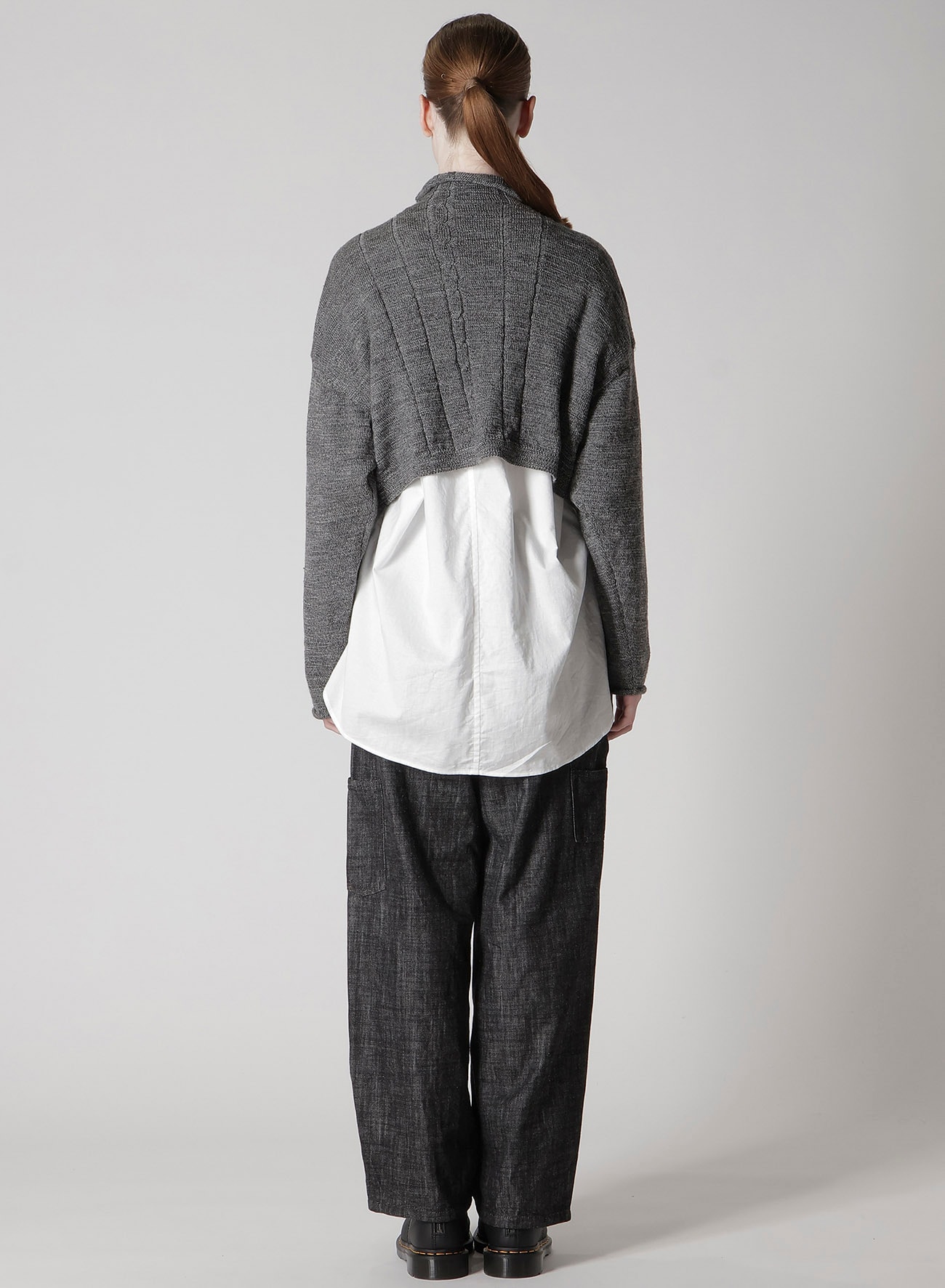 SLUB WOOL DESIGN KNIT SHORT PULLOVER