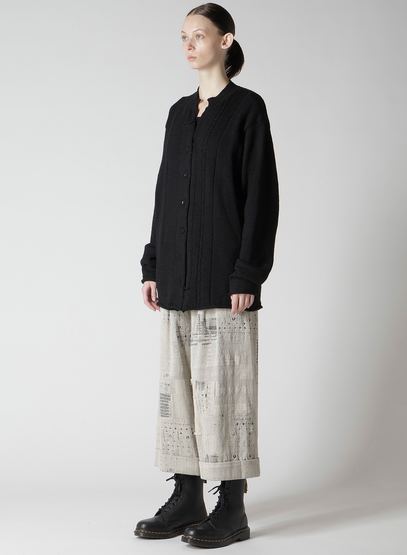 SLUB WOOL DESIGN KNIT CARDIGAN