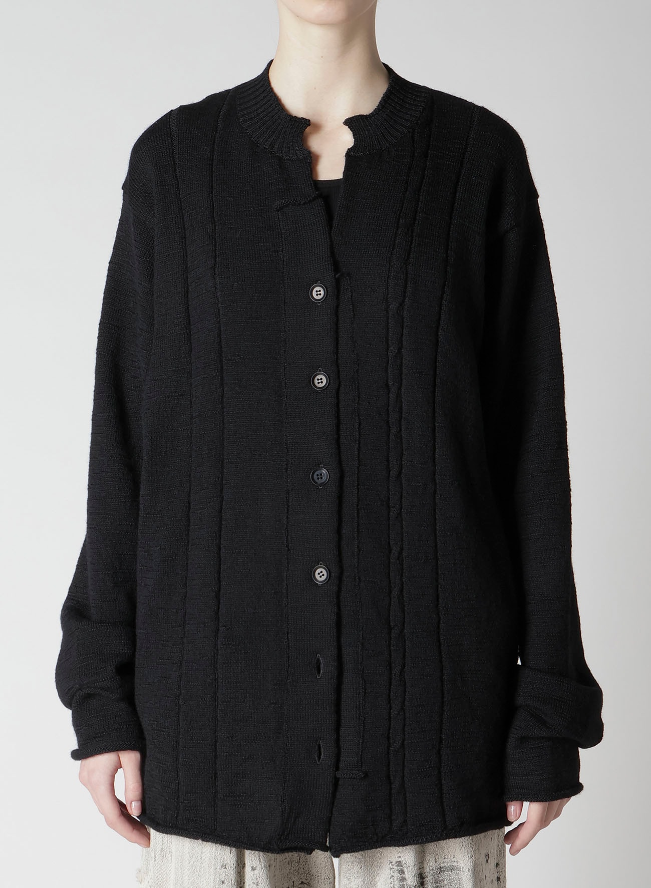SLUB WOOL DESIGN KNIT CARDIGAN