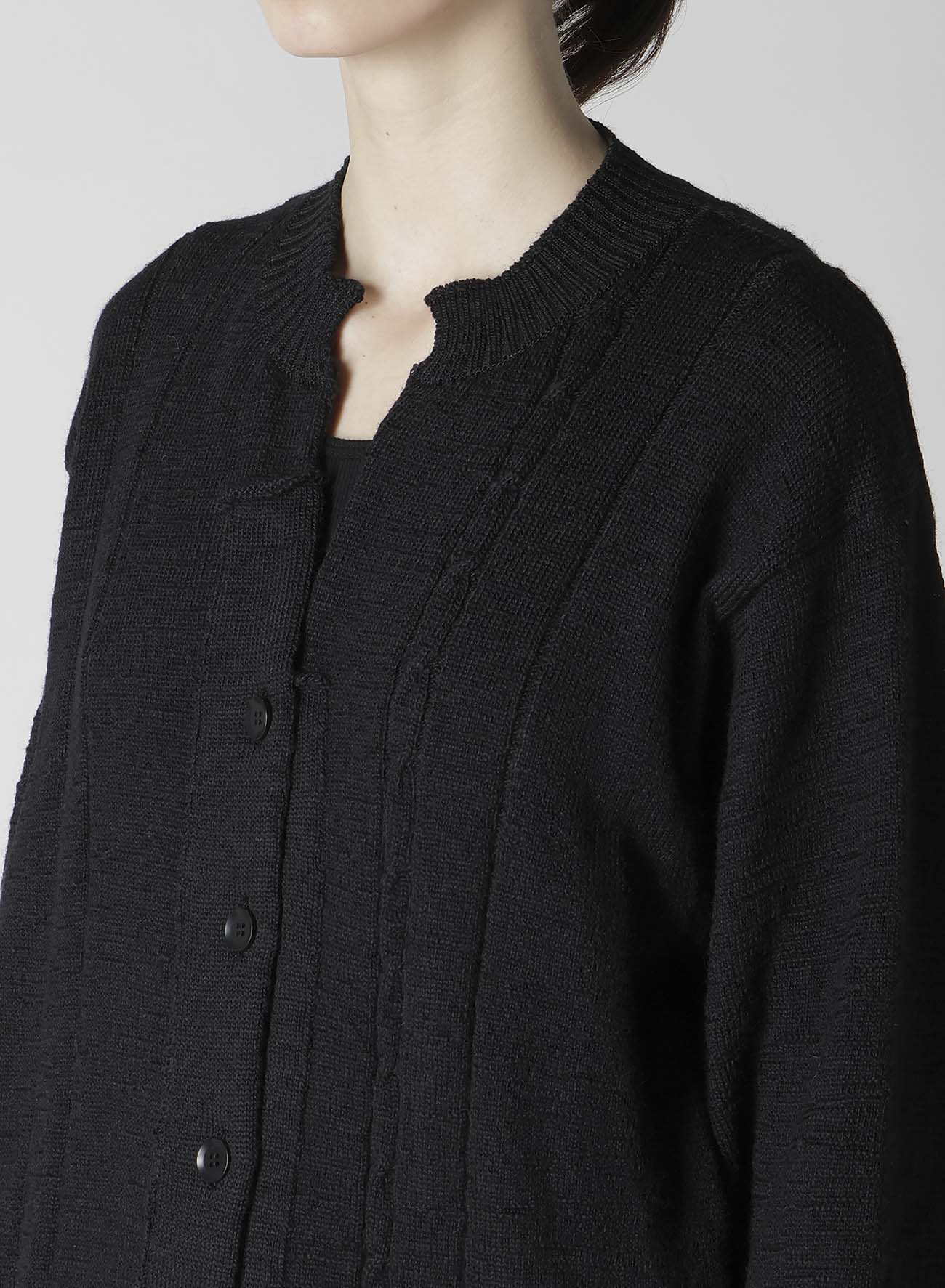 SLUB WOOL DESIGN KNIT CARDIGAN