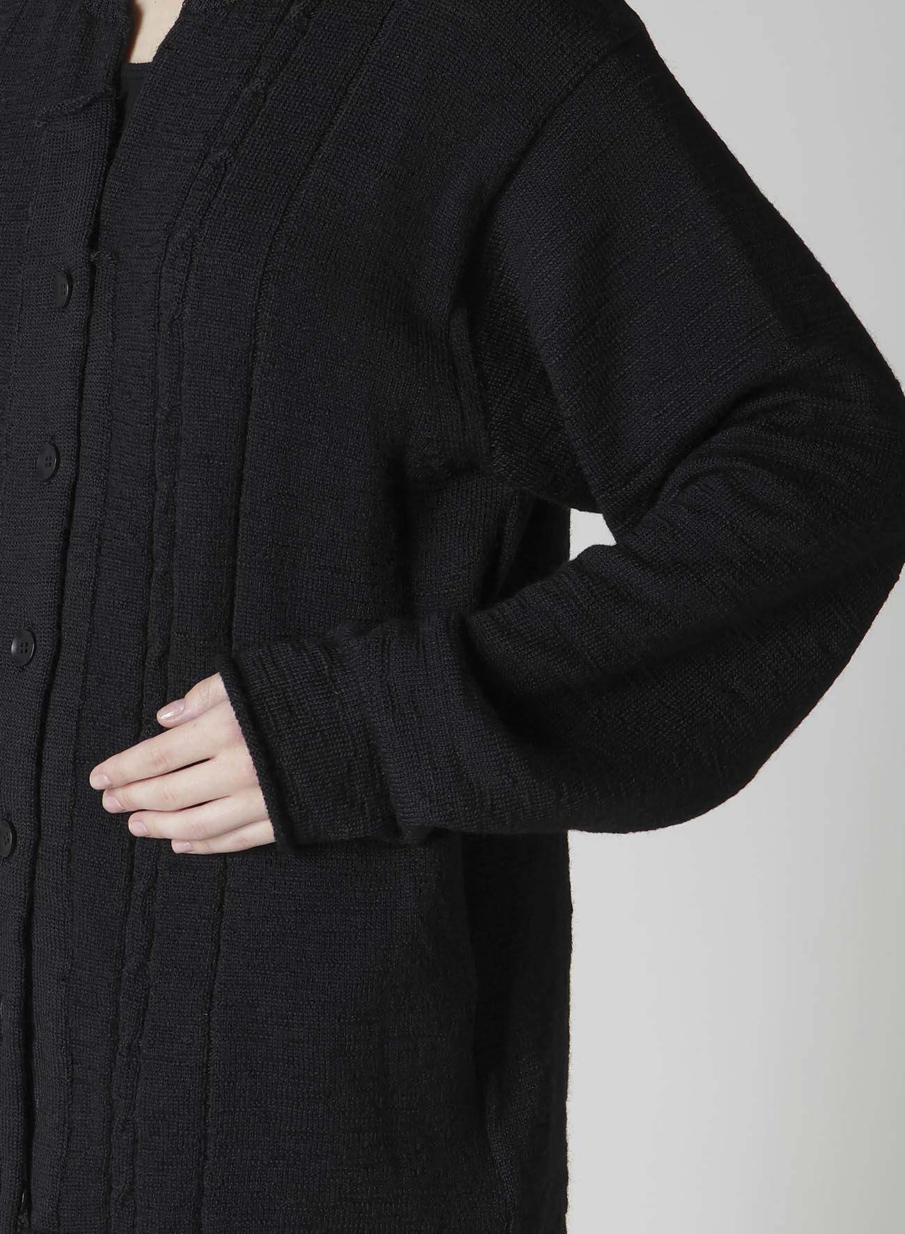 SLUB WOOL DESIGN KNIT CARDIGAN