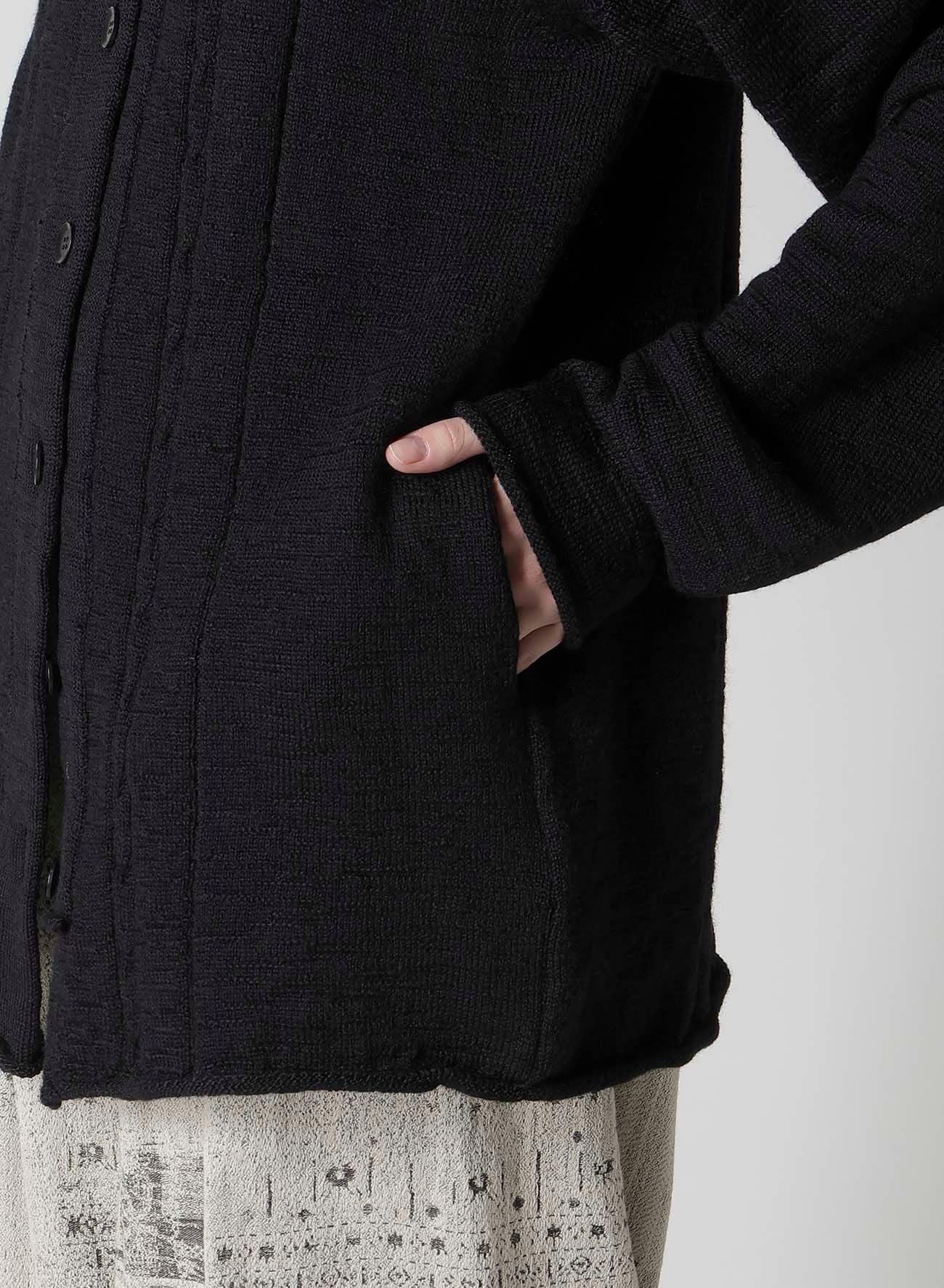 SLUB WOOL DESIGN KNIT CARDIGAN