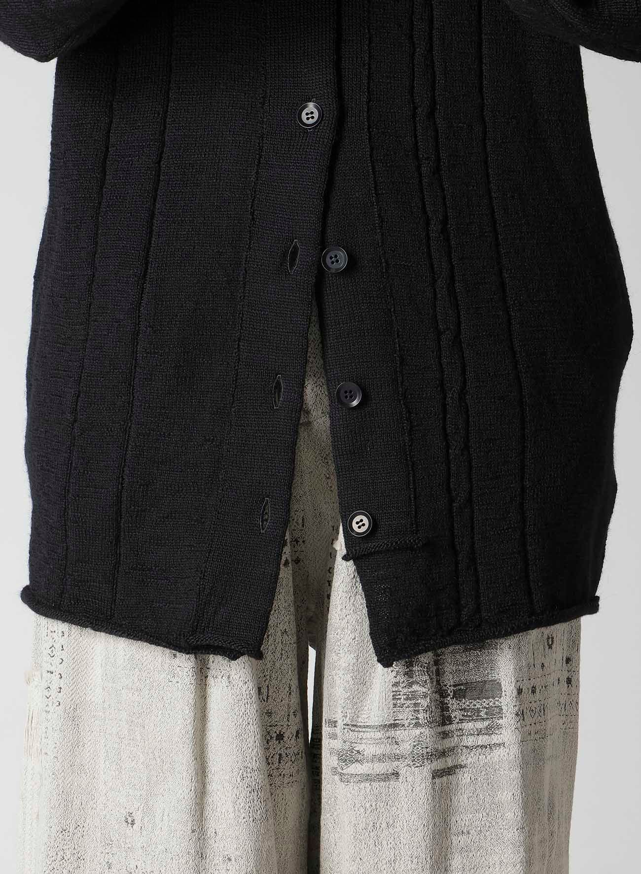 SLUB WOOL DESIGN KNIT CARDIGAN