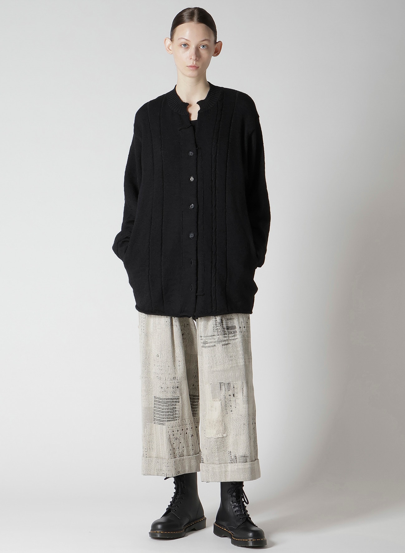 SLUB WOOL DESIGN KNIT CARDIGAN