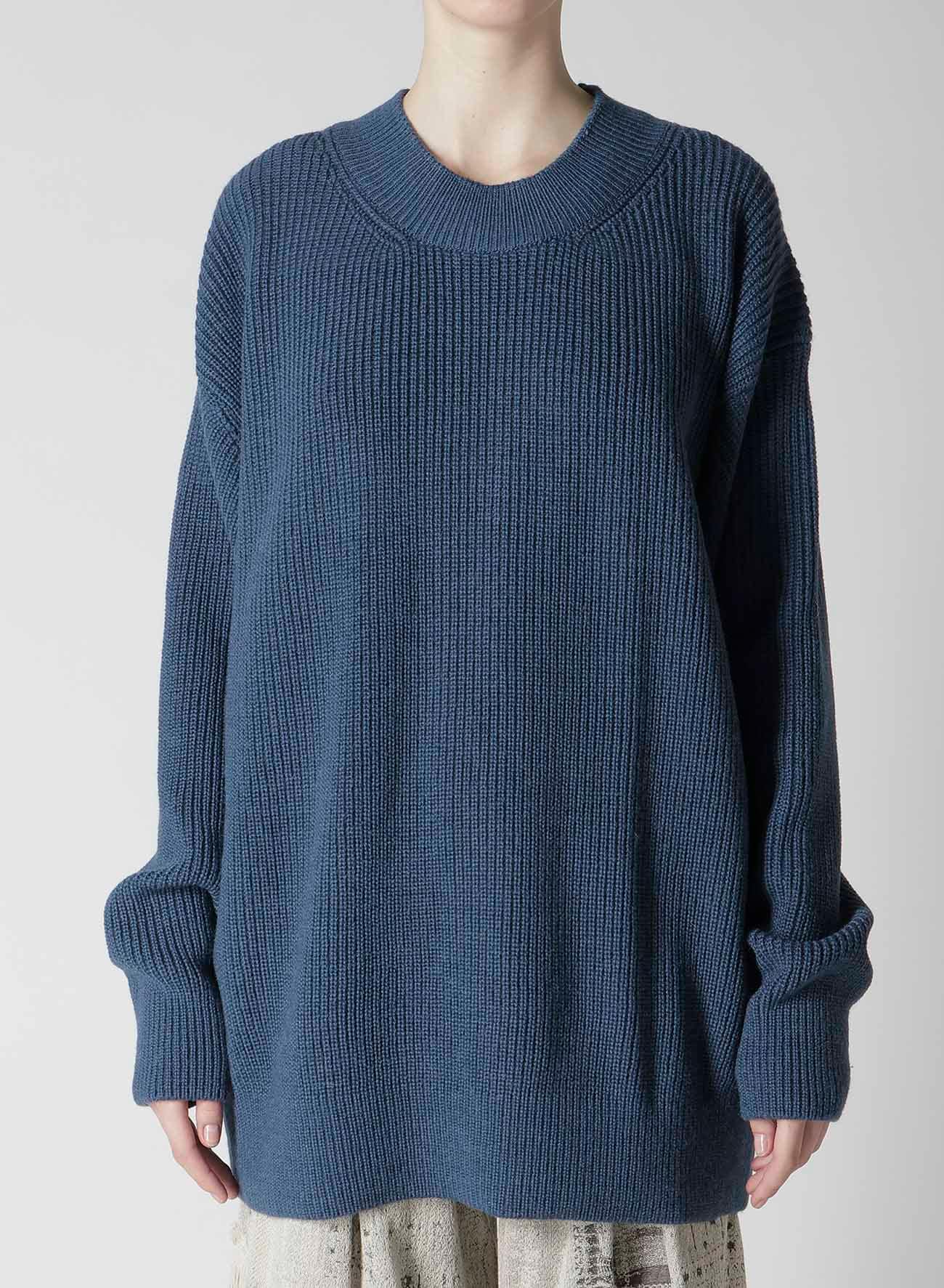 BIG ROUND-NECK KNIT CARDIGAN