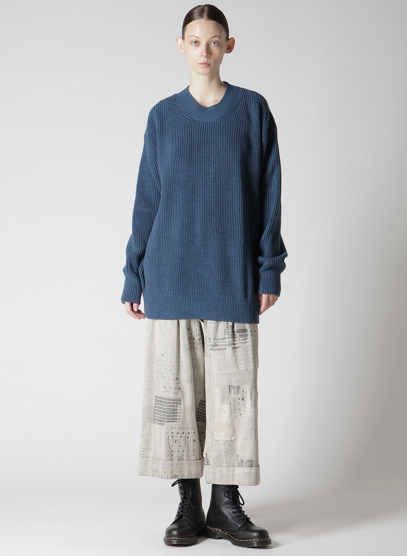 BIG ROUND-NECK KNIT CARDIGAN