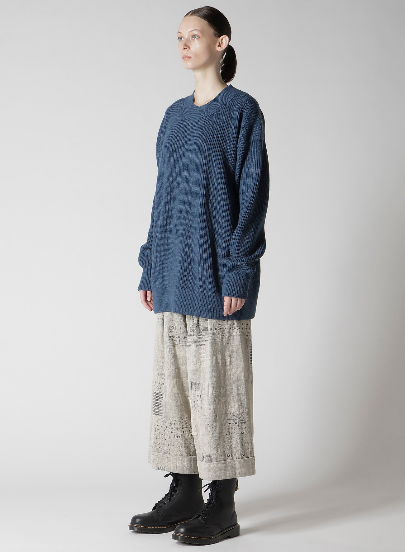 BIG ROUND-NECK KNIT CARDIGAN