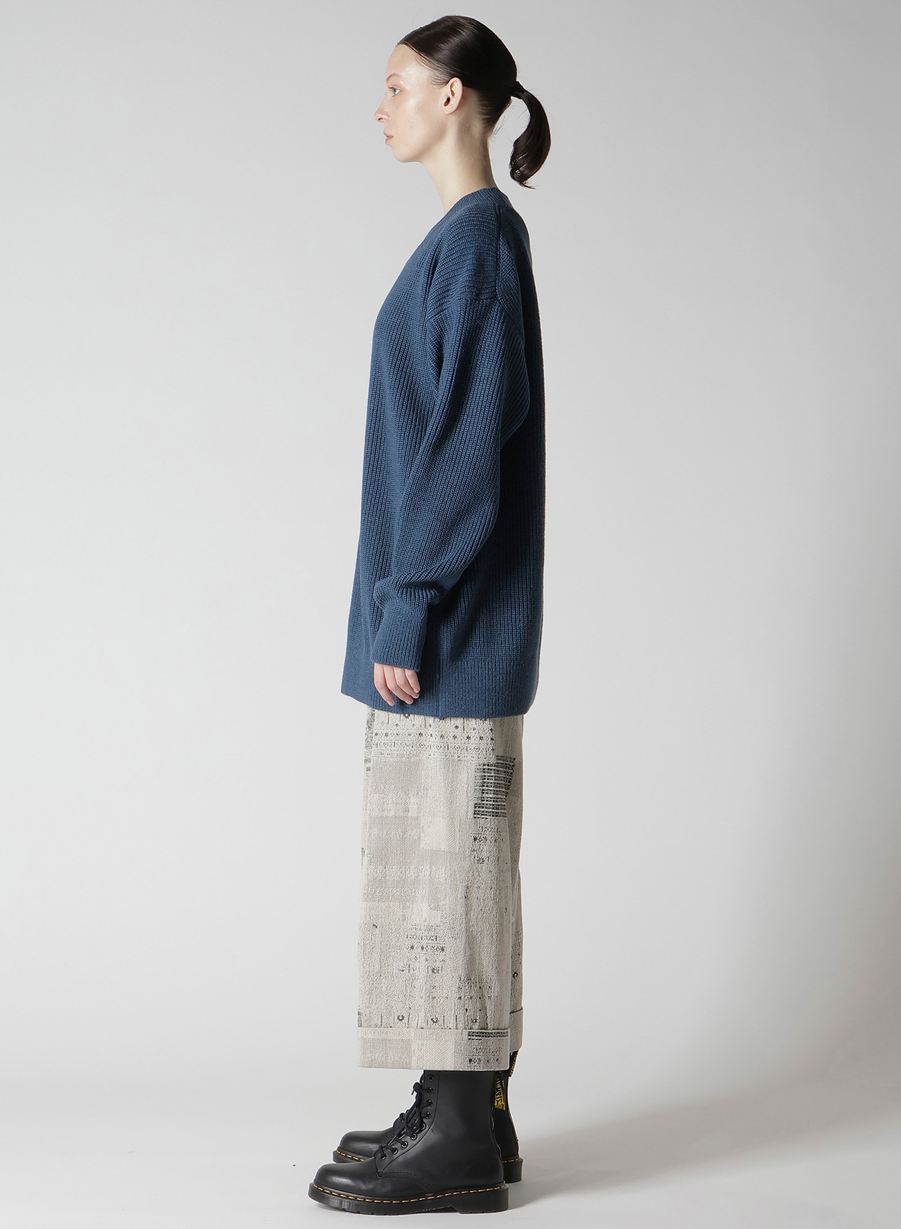 BIG ROUND-NECK KNIT CARDIGAN