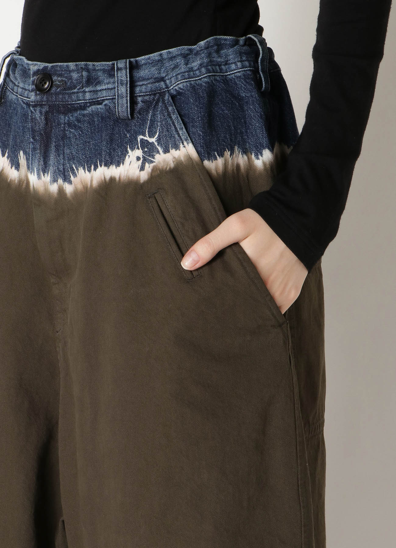 10oz DENIM DISCHARGE TIE DYE BIG WIDE PANTS