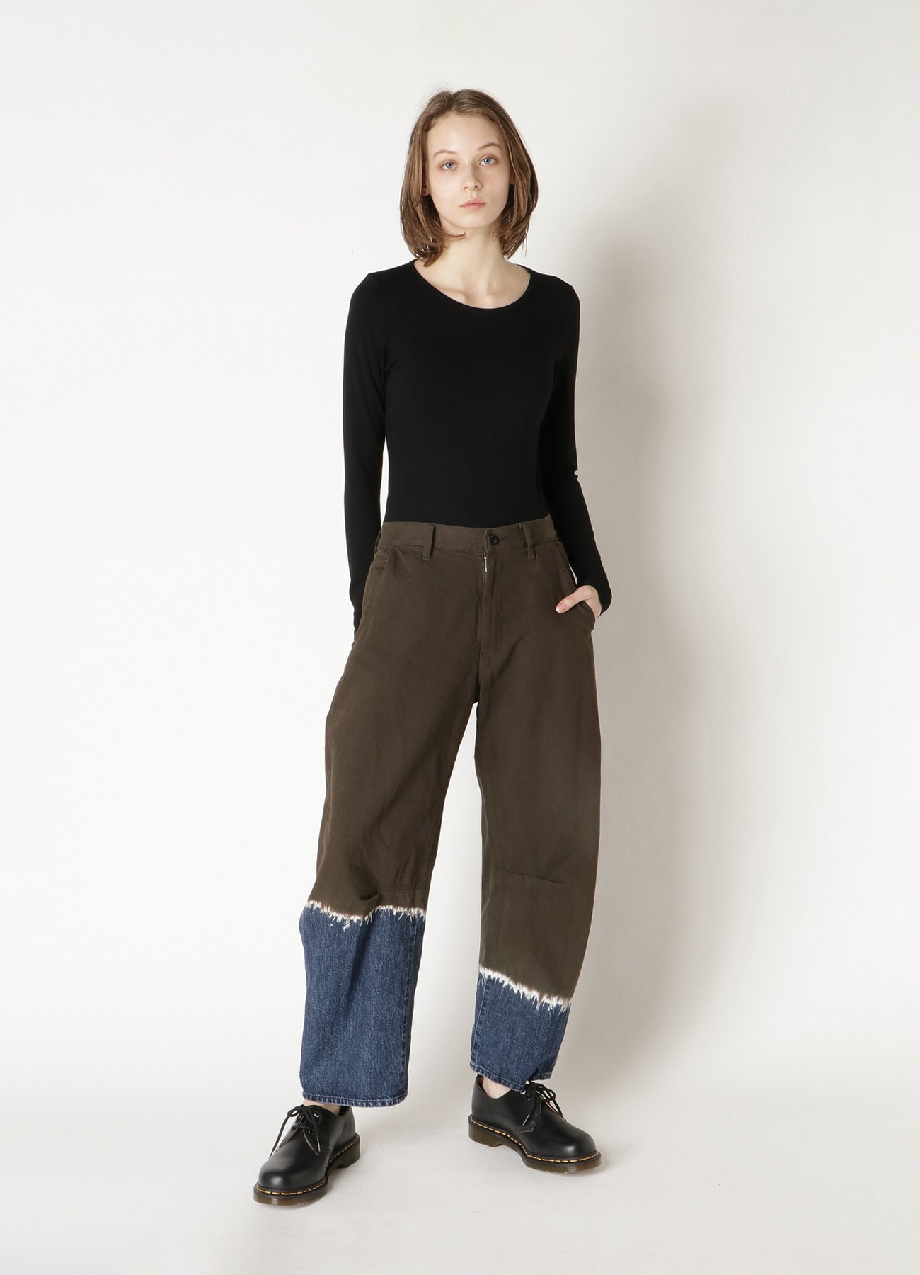 10oz DENIM DISCHARGE TIE DYE GUSSET WIDE PANTS