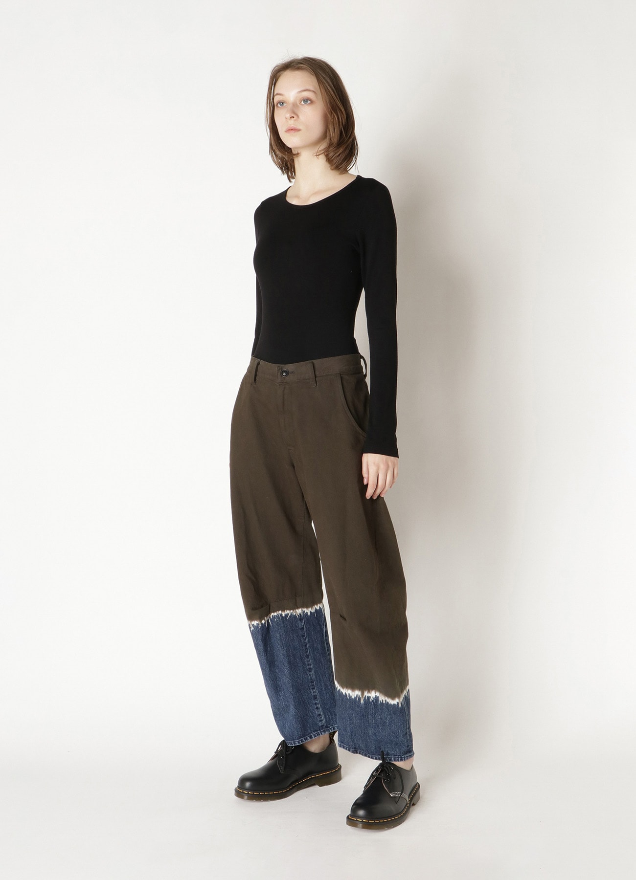 10oz DENIM DISCHARGE TIE DYE GUSSET WIDE PANTS