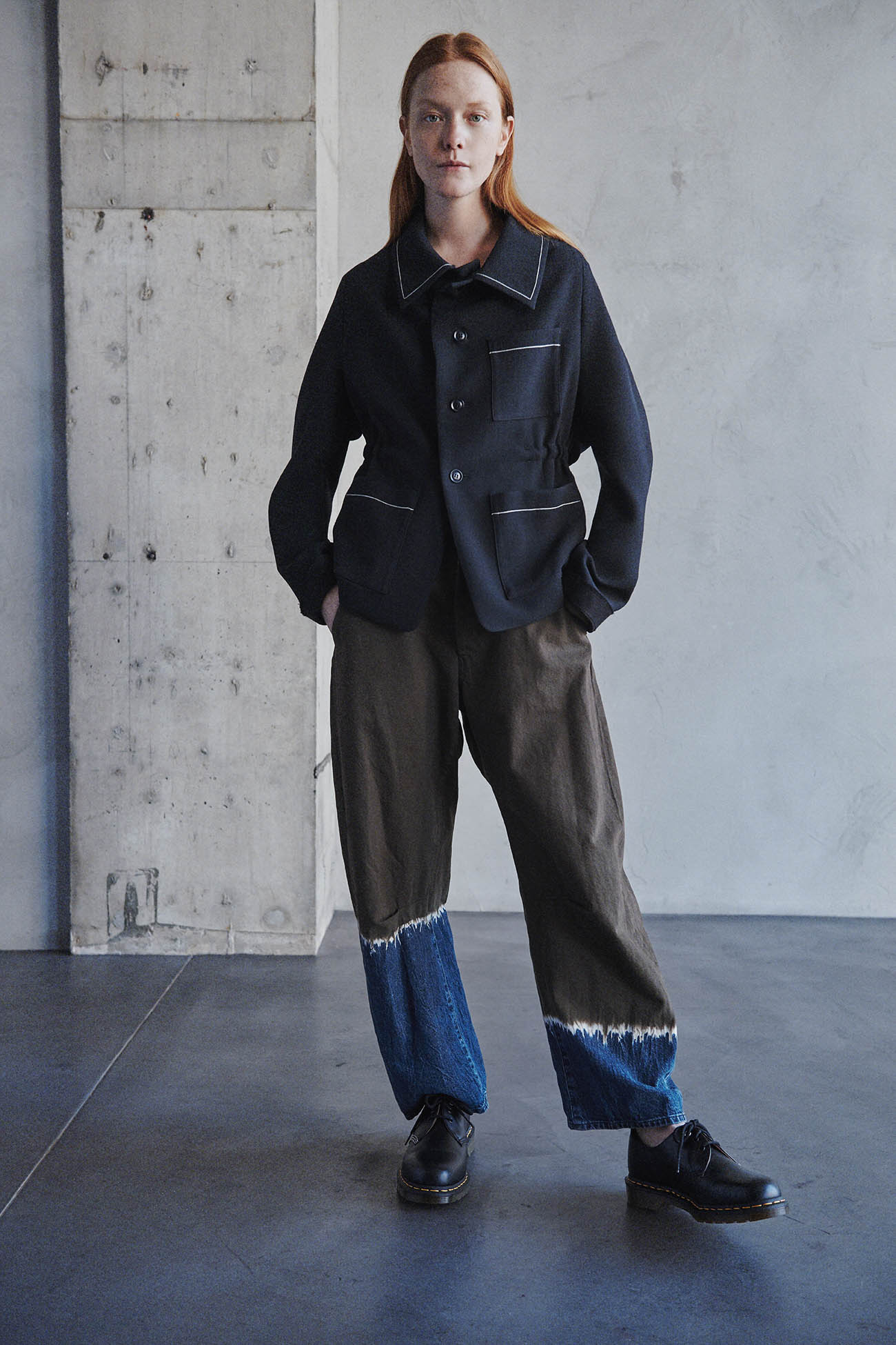 10oz DENIM DISCHARGE TIE DYE GUSSET WIDE PANTS