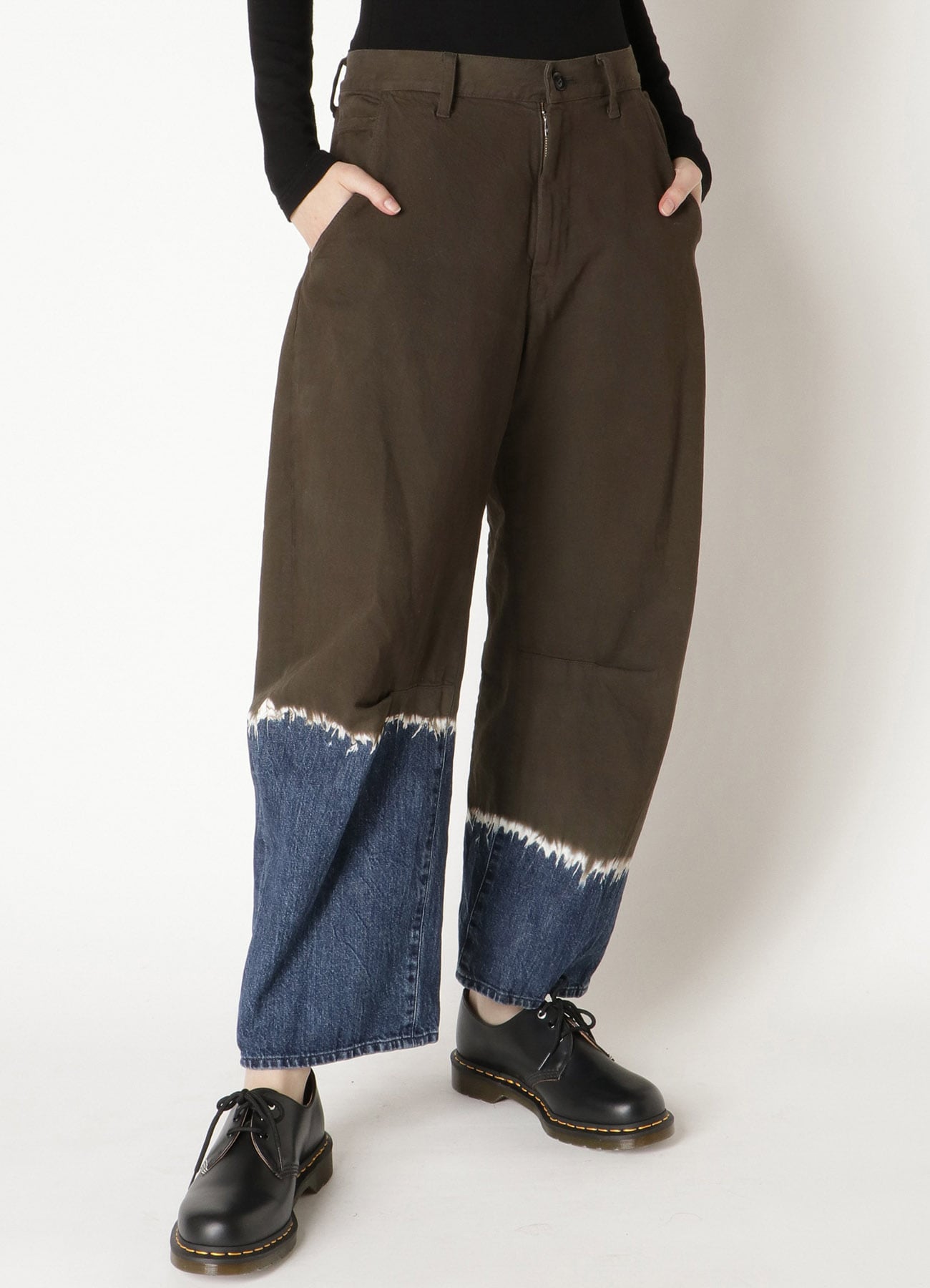 10oz DENIM DISCHARGE TIE DYE GUSSET WIDE PANTS