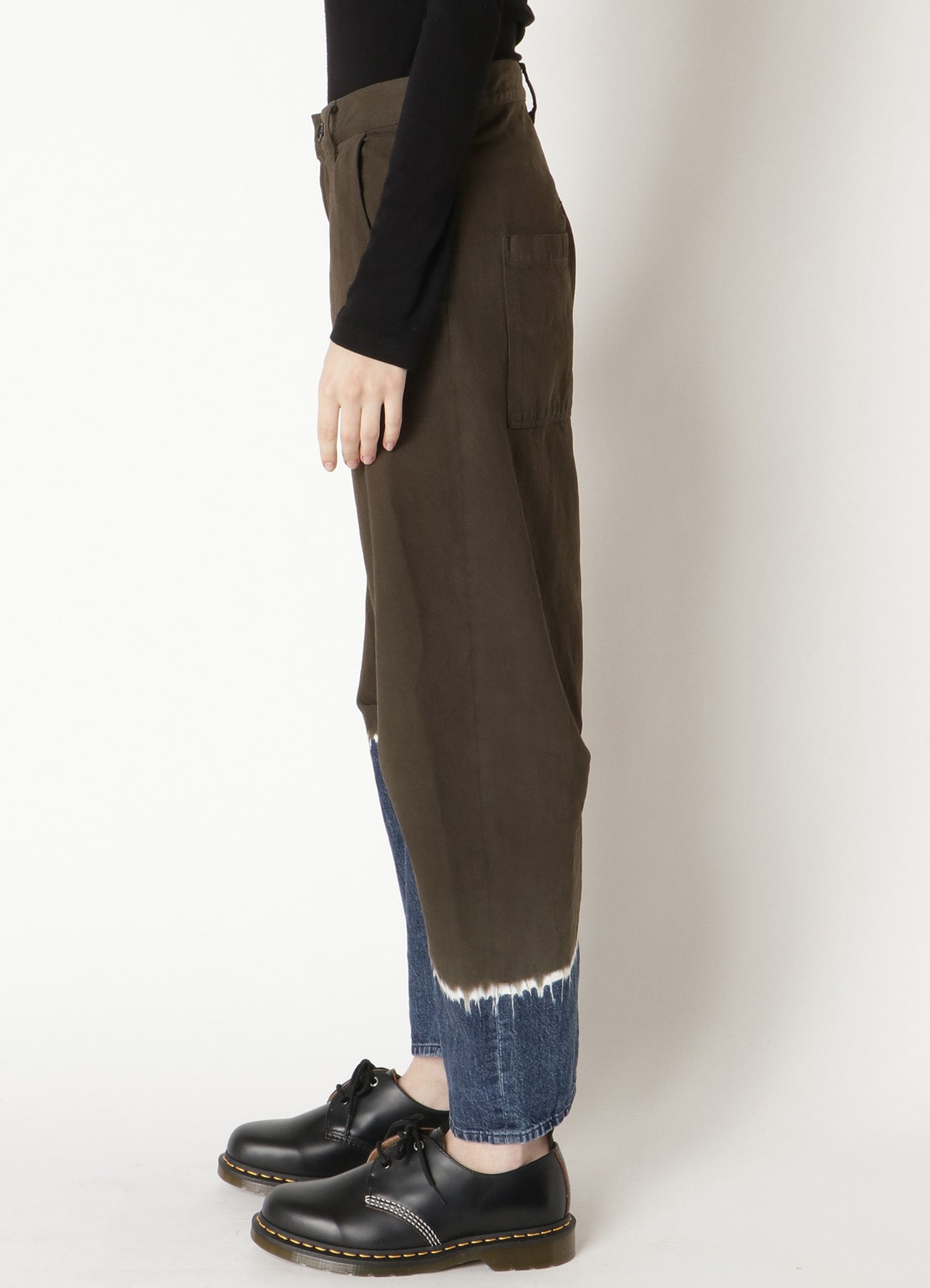 10oz DENIM DISCHARGE TIE DYE GUSSET WIDE PANTS