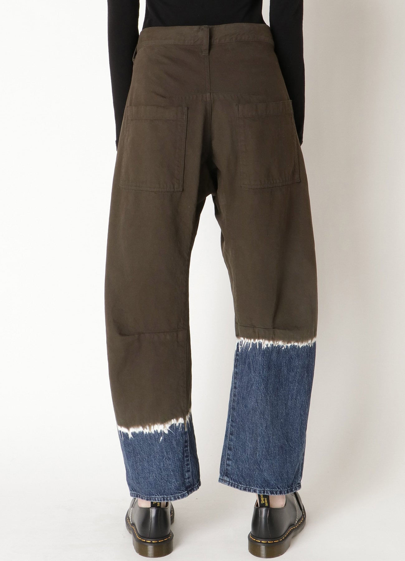 10oz DENIM DISCHARGE TIE DYE GUSSET WIDE PANTS