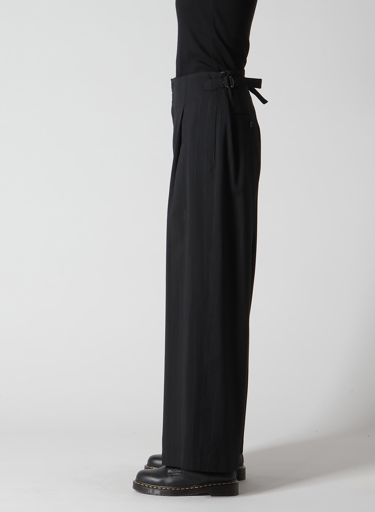 W/RY STRIPE WAIST STRING WIDE PANTS